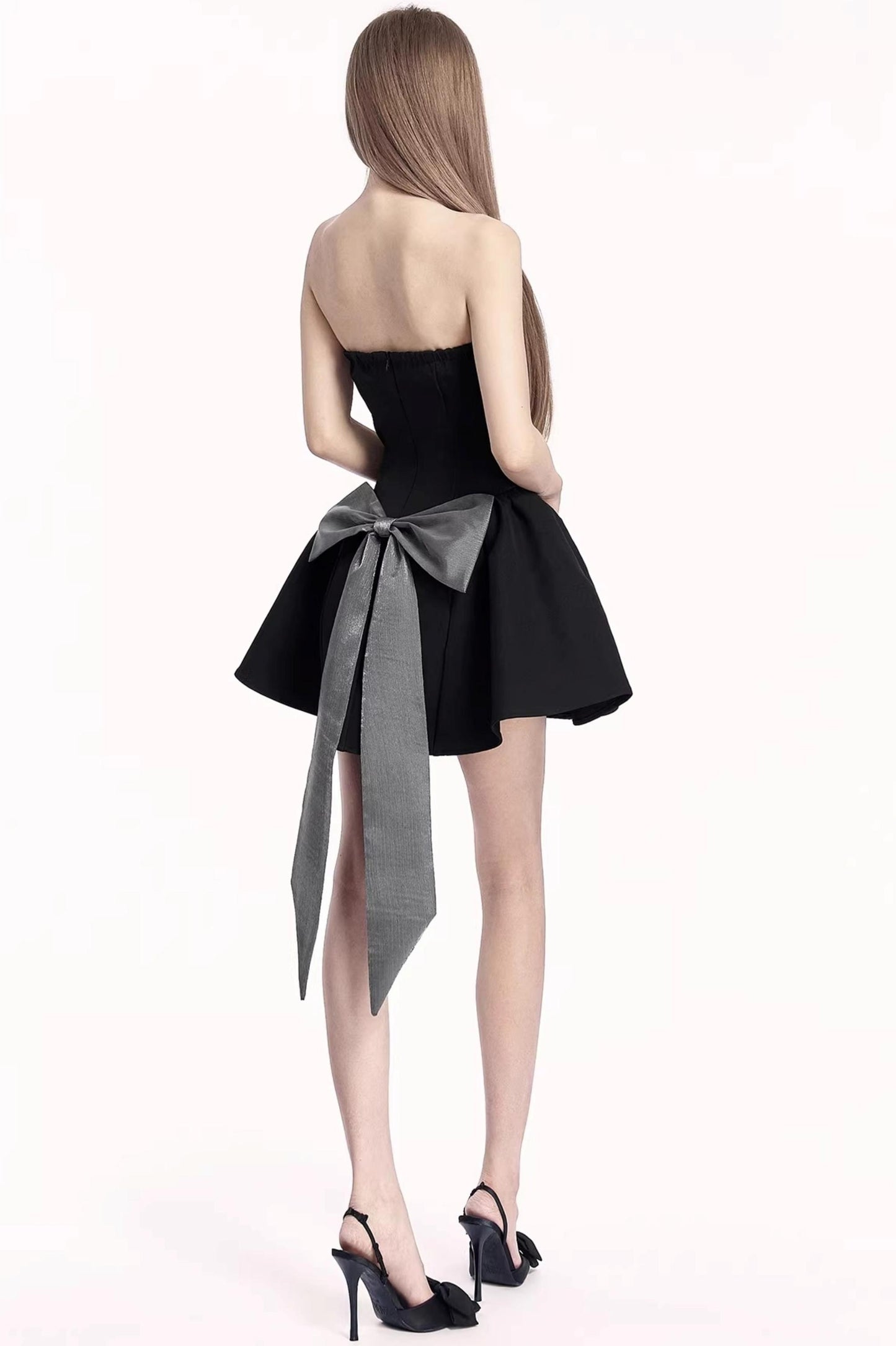 Romantic Rhinestone Bow Dress