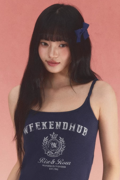 Letter Print Twisted Strap Top