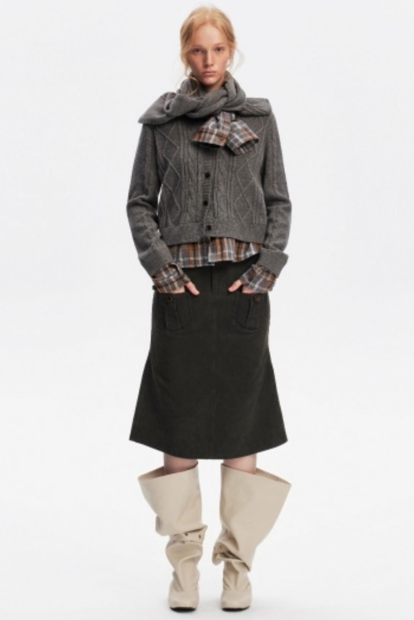 Wool Twist Cardigan Sweater Set-Up