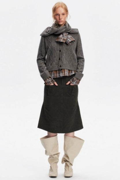 Wool Twist Cardigan Sweater Set-Up