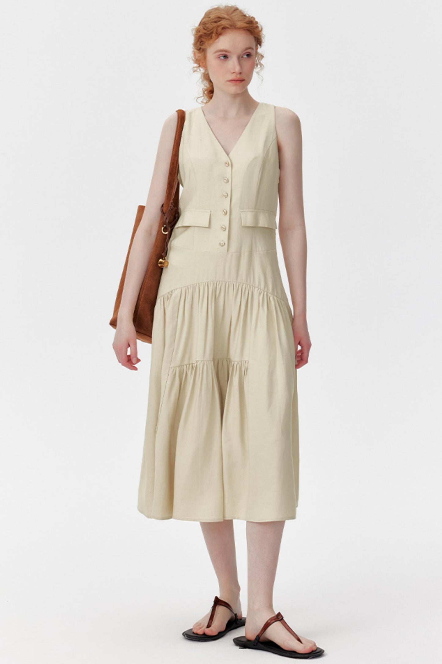 V-Neck Linen Summer Dress