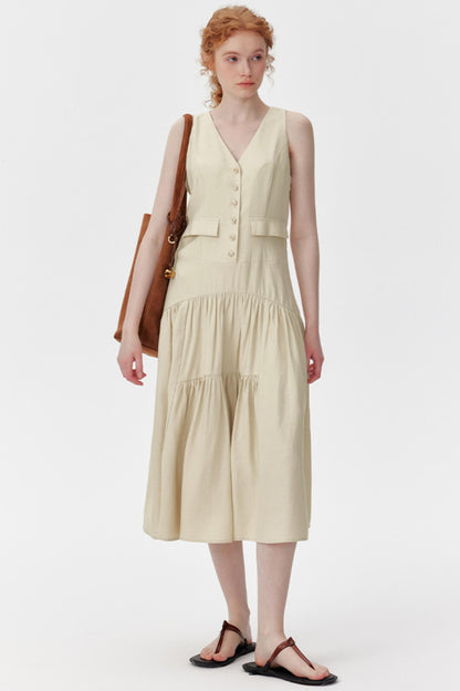 V-Neck Linen Summer Dress