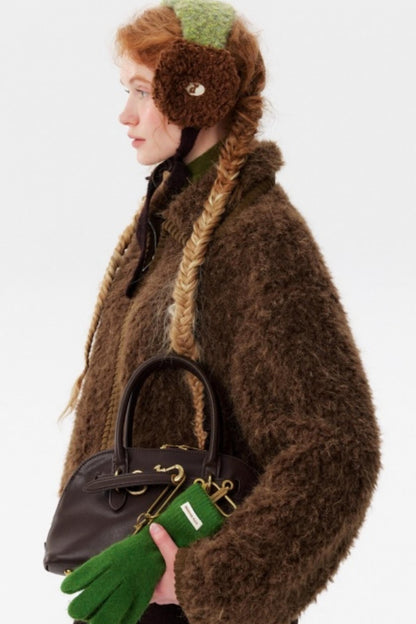 Retro Brown Braided Fur Coat