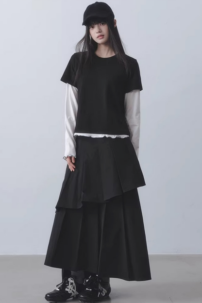 Double-Layered Pleated Skirt