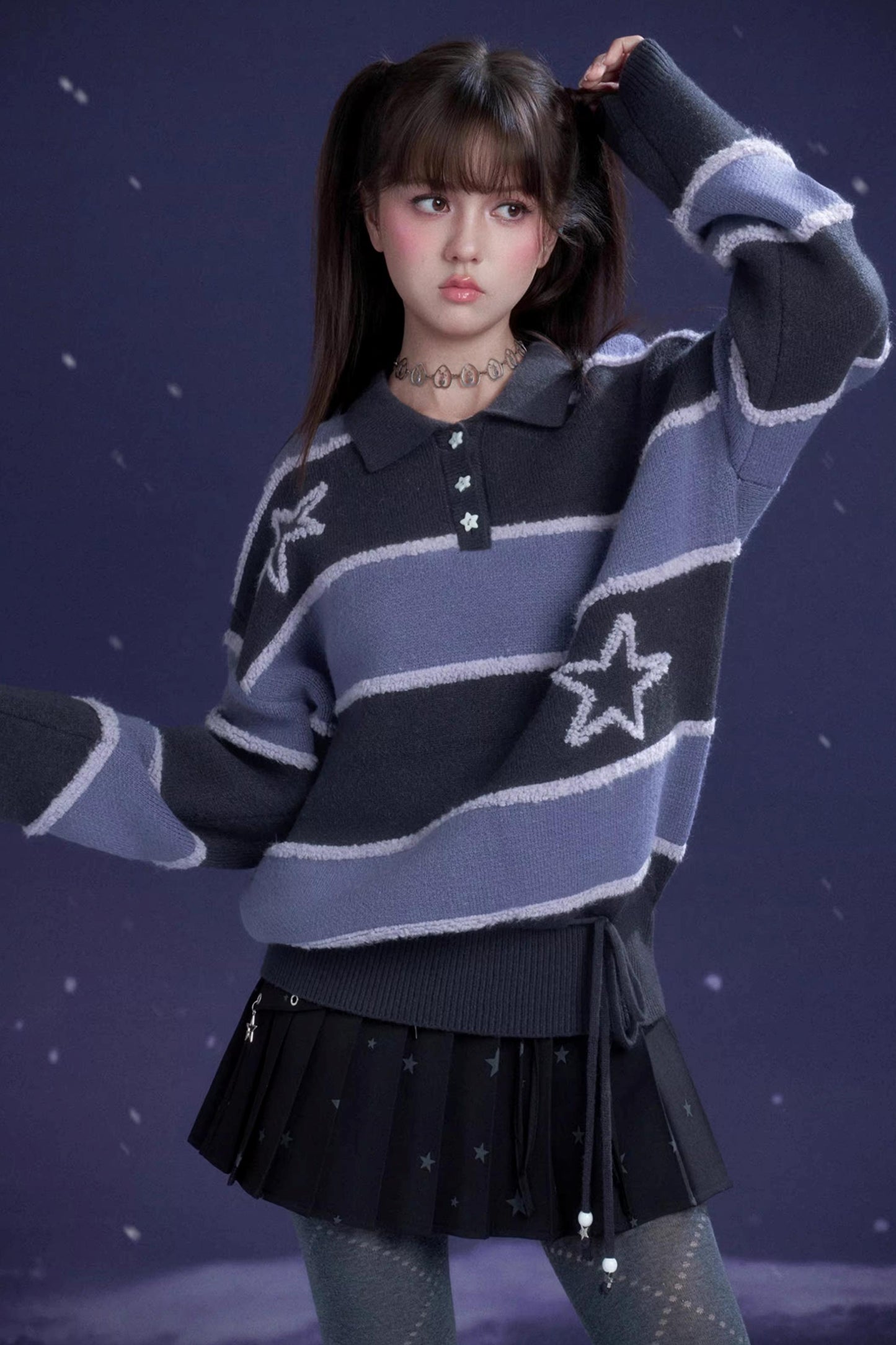 Purple Striped Star Sweater