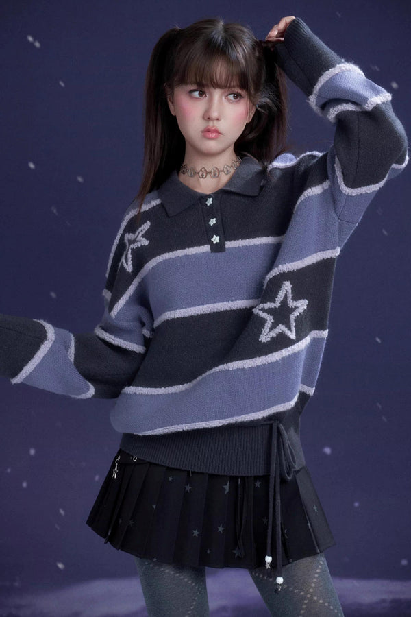 Purple Striped Star Sweater