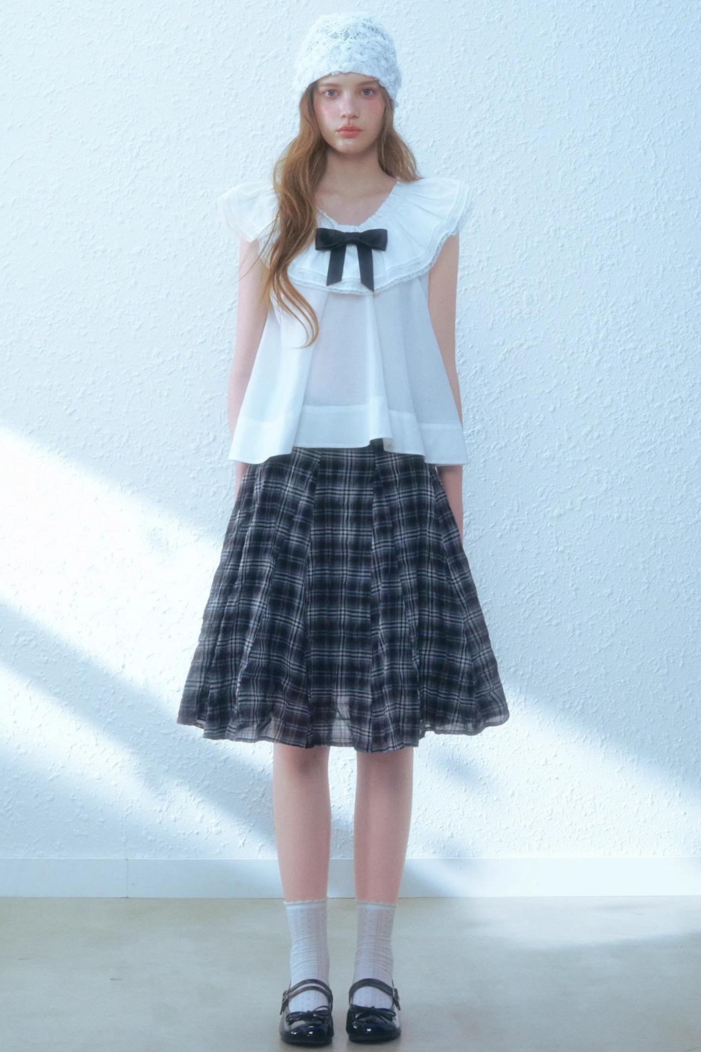 Chic Checkered Midi Skirt Set-Up