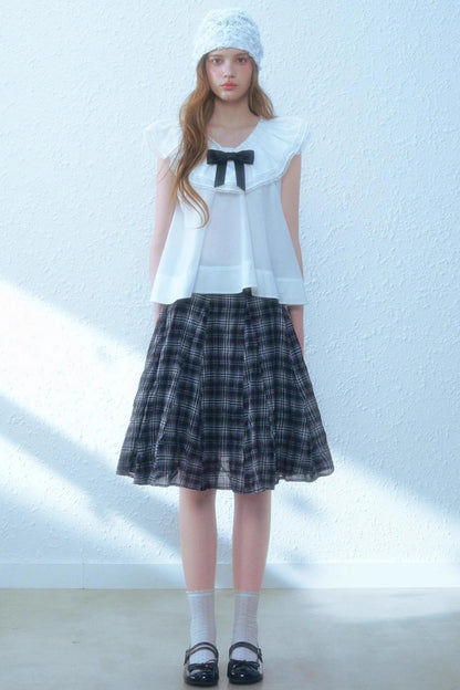 Chic Checkered Midi Skirt Set-Up