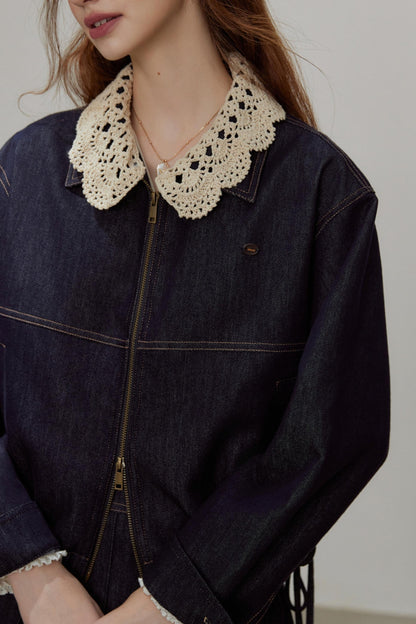 Autumn Lace Denim Jacket