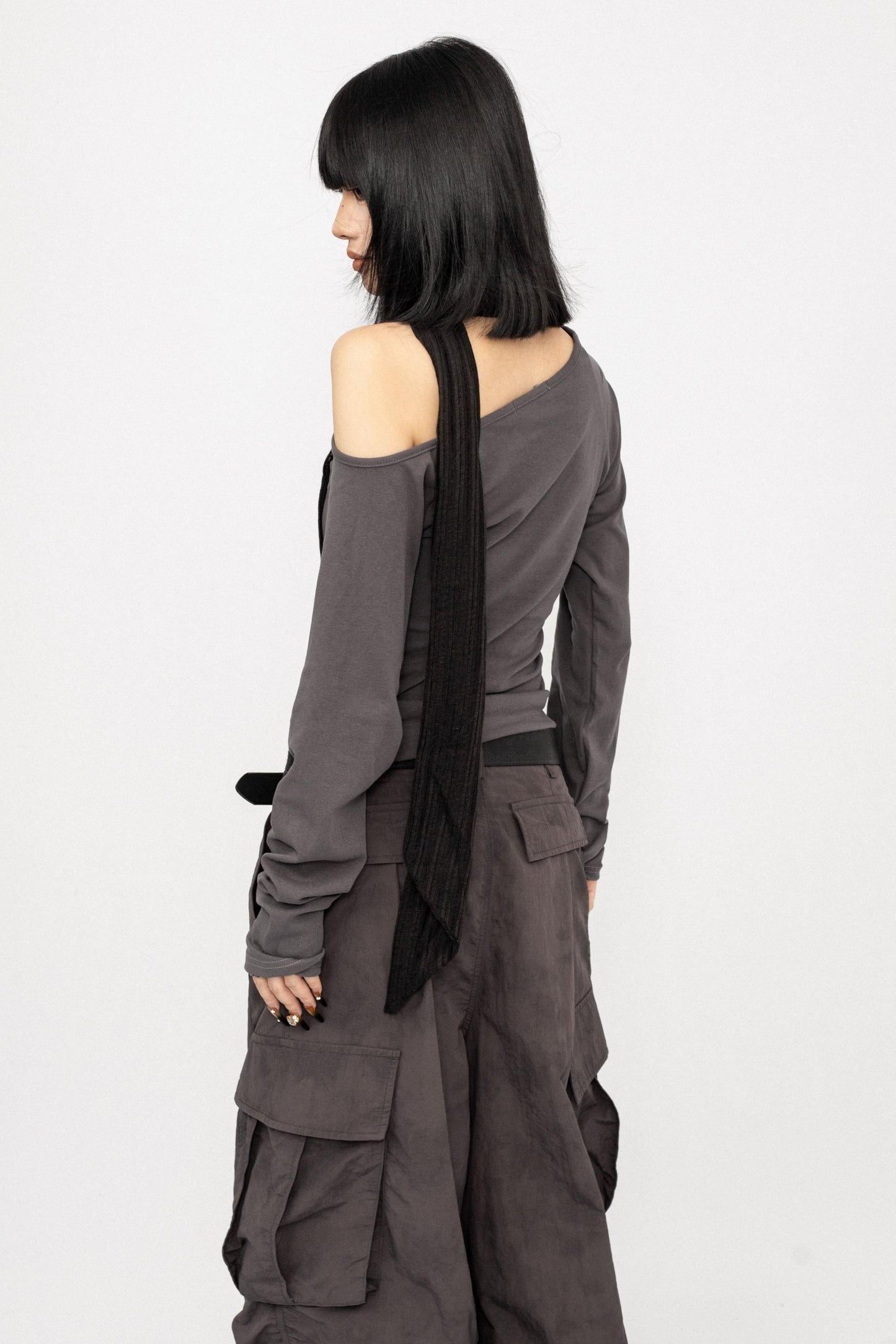 Niche Design Off-Shoulder Coffee Top