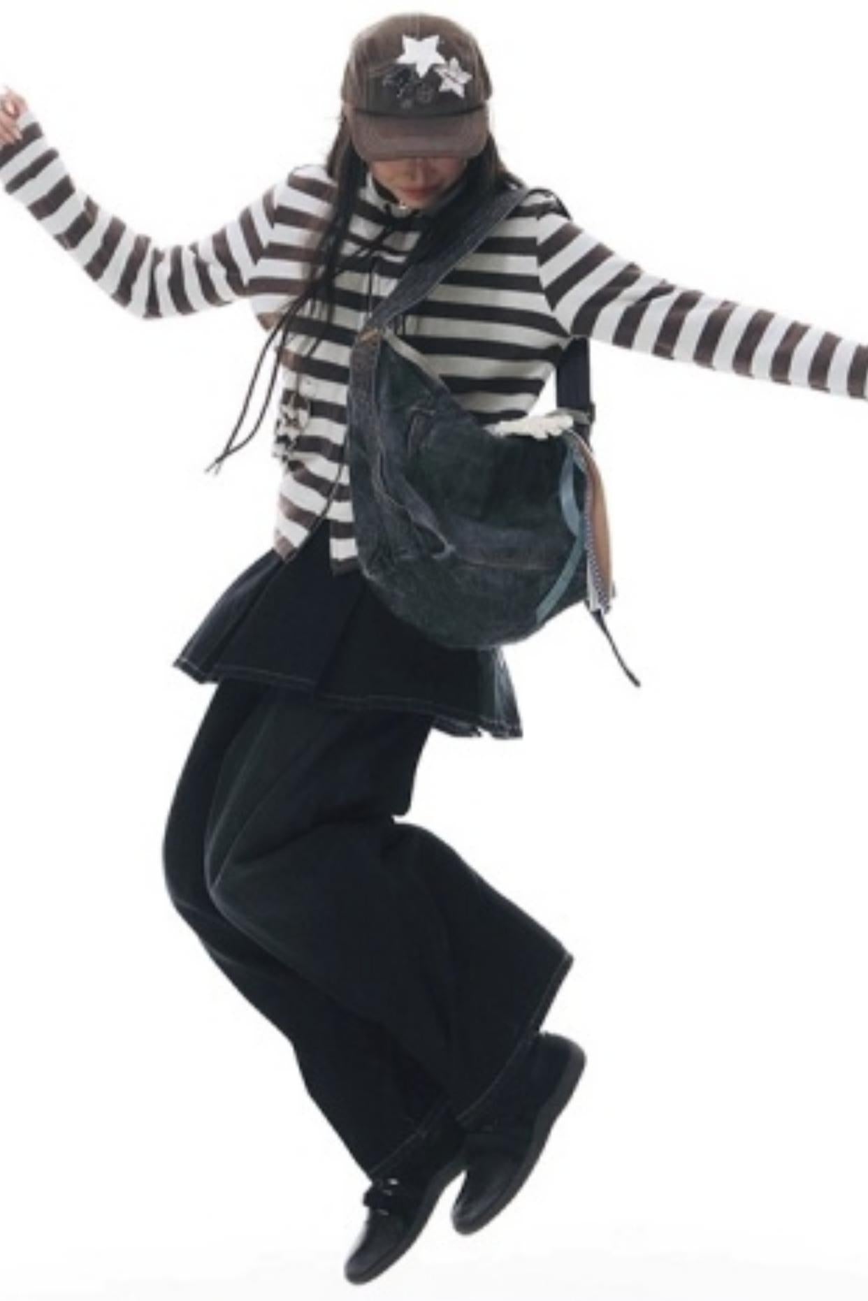 Fake Two-Piece Pleated Skirt Jeans