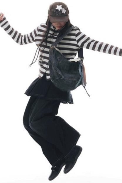 Fake Two-Piece Pleated Skirt Jeans