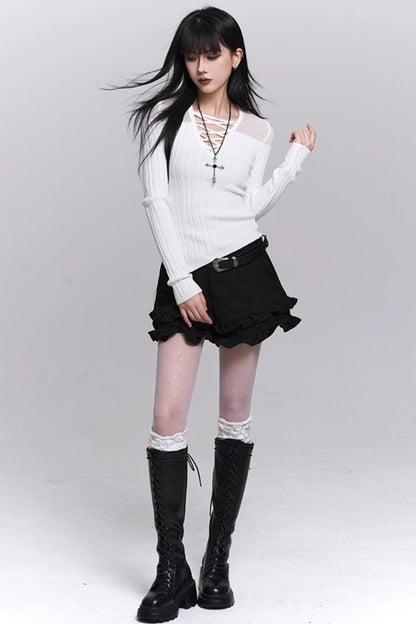 Unique Black Knit Top