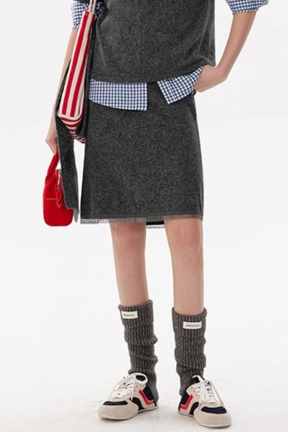 Diagonal Zip Knit Short Sleeve Suit Set-Up