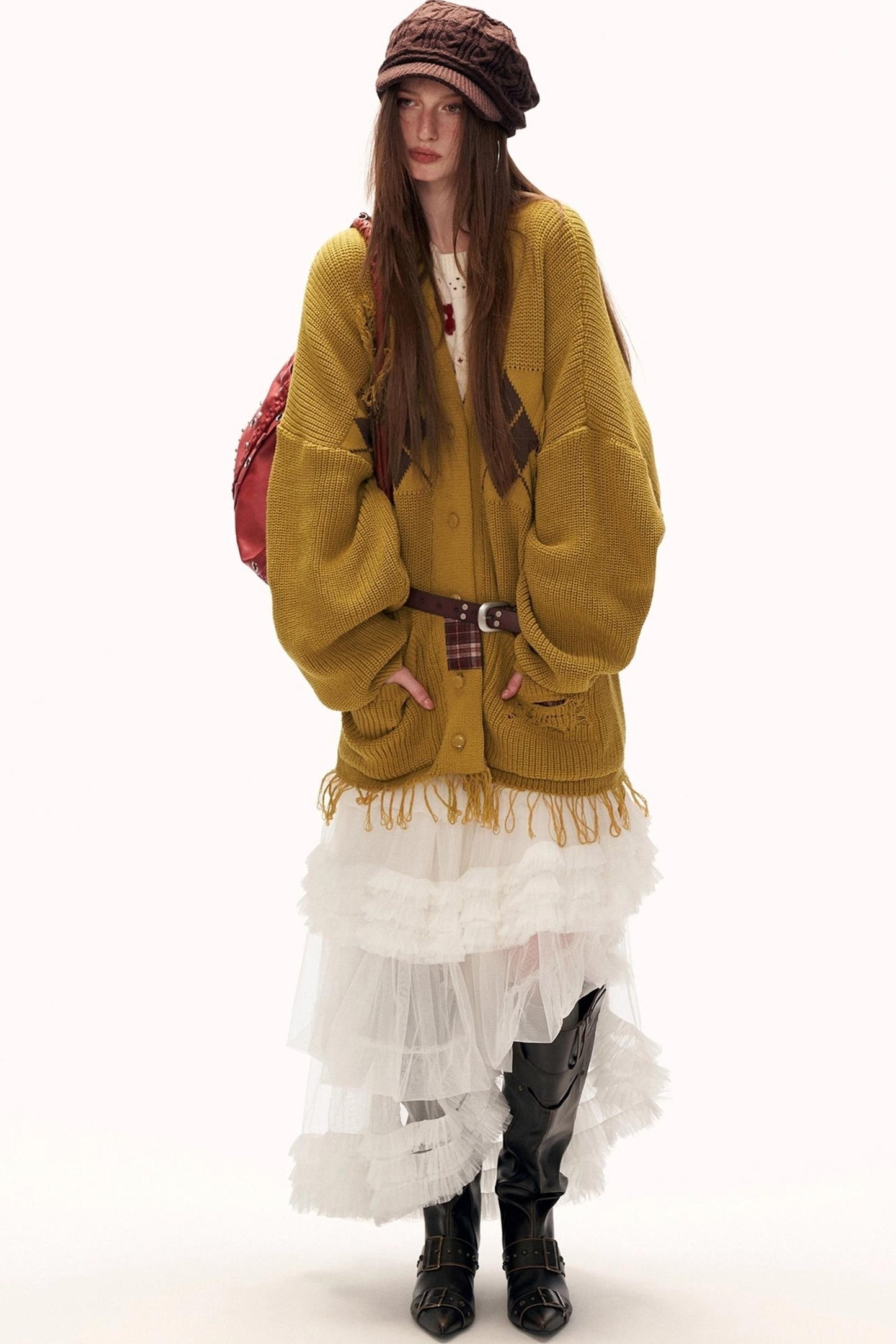 Patchwork Tassel Knit Sweater Jacket