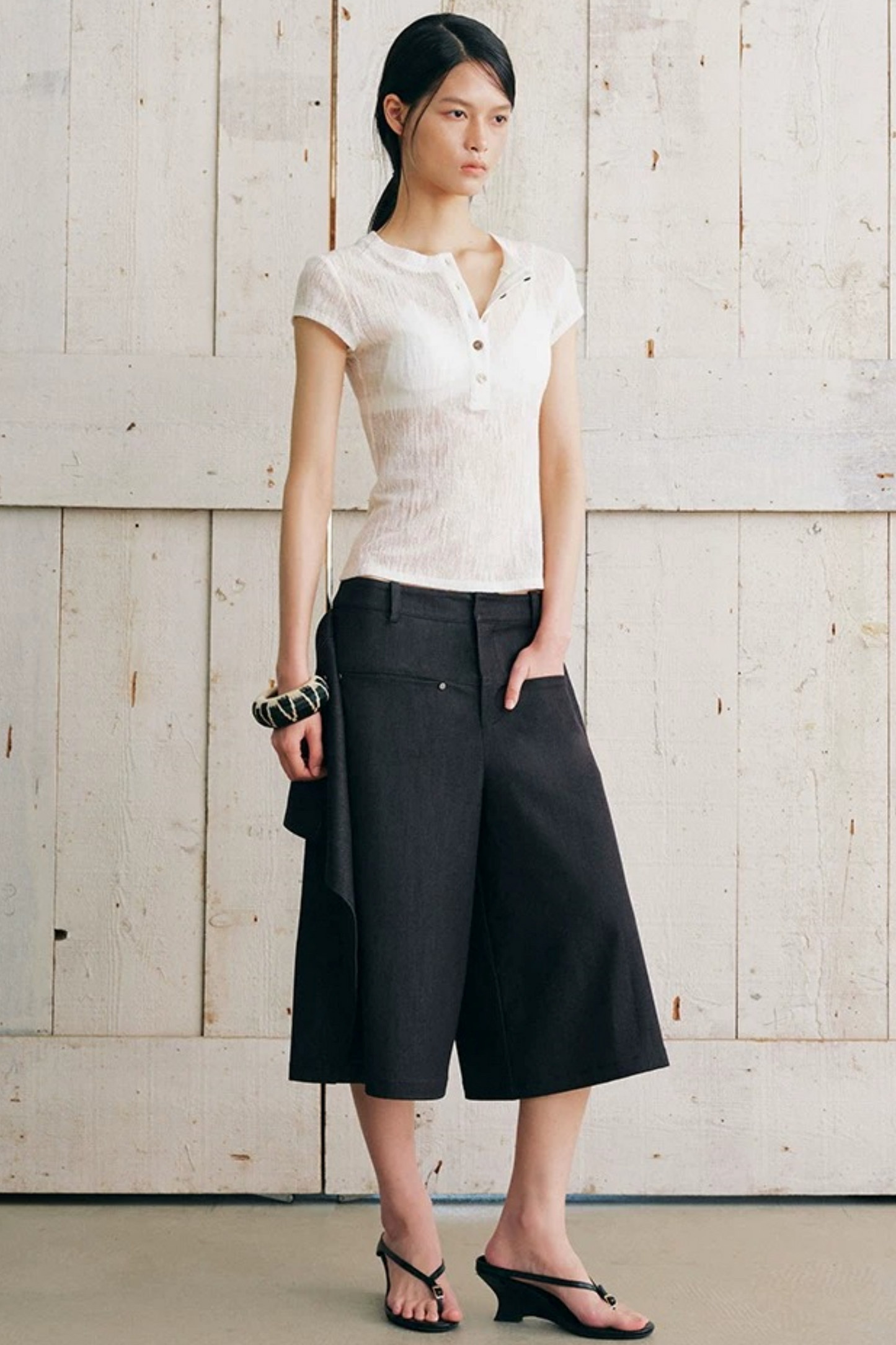 Asymmetrical Overlap Fake Two-Piece Shorts