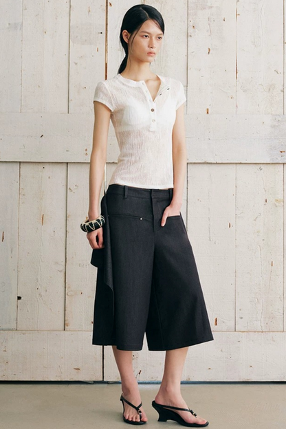 Asymmetrical Overlap Fake Two-Piece Shorts