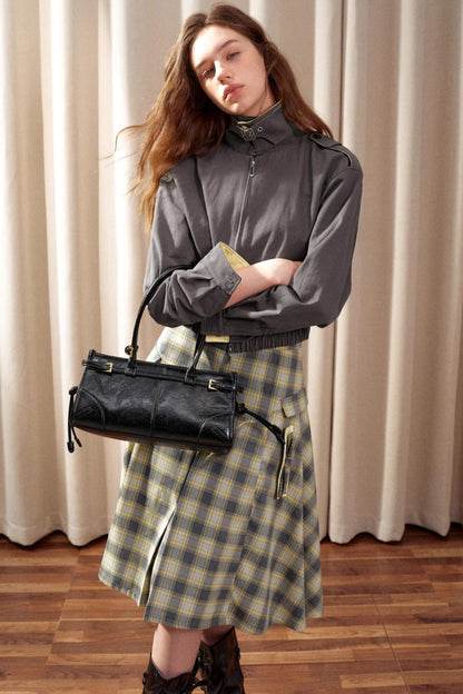 Stand-Up Collar Raglan Zippered Jacket