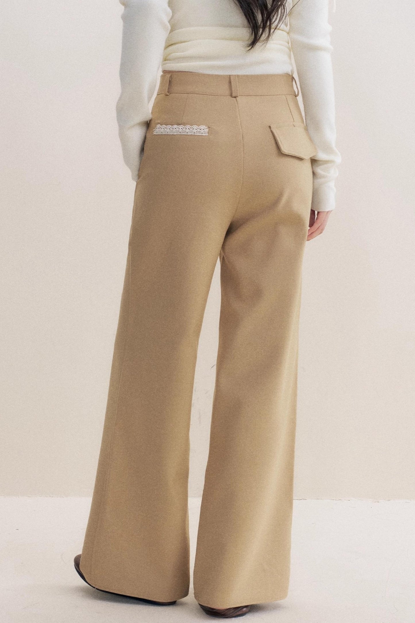 Lace Paneled Wide Pants