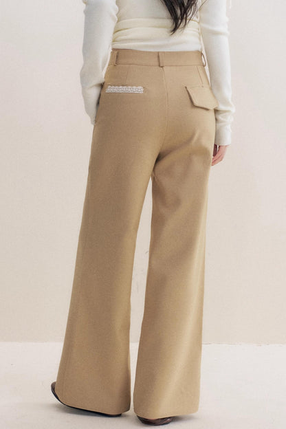 Lace Paneled Wide Pants