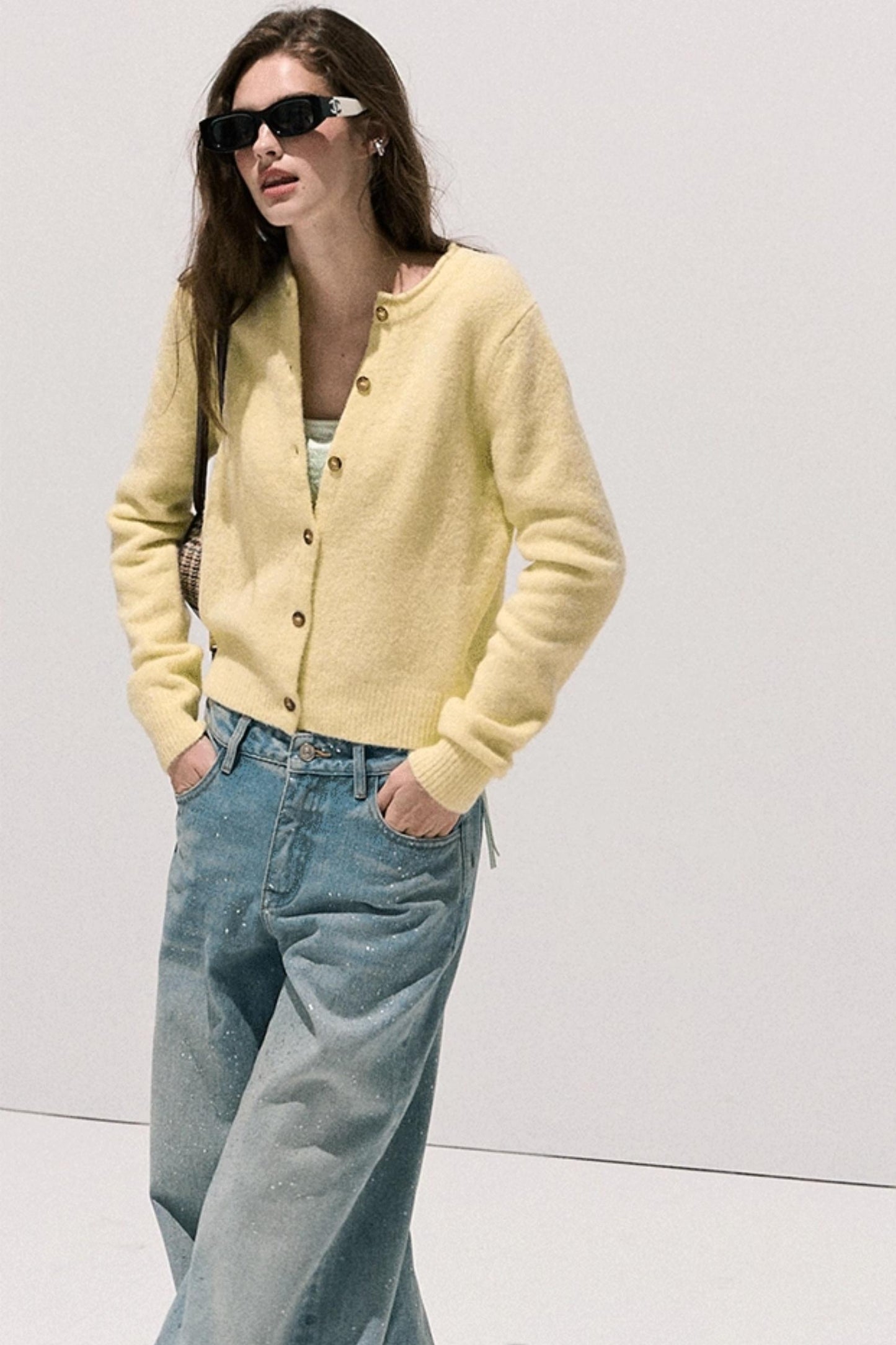 Vintage Crewneck Wool Knit Cardigan