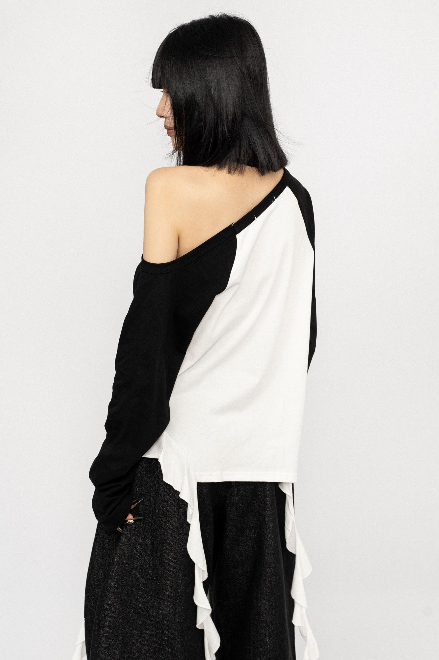 American Cool Off-the-Shoulder Long Sleeve T-Shirt