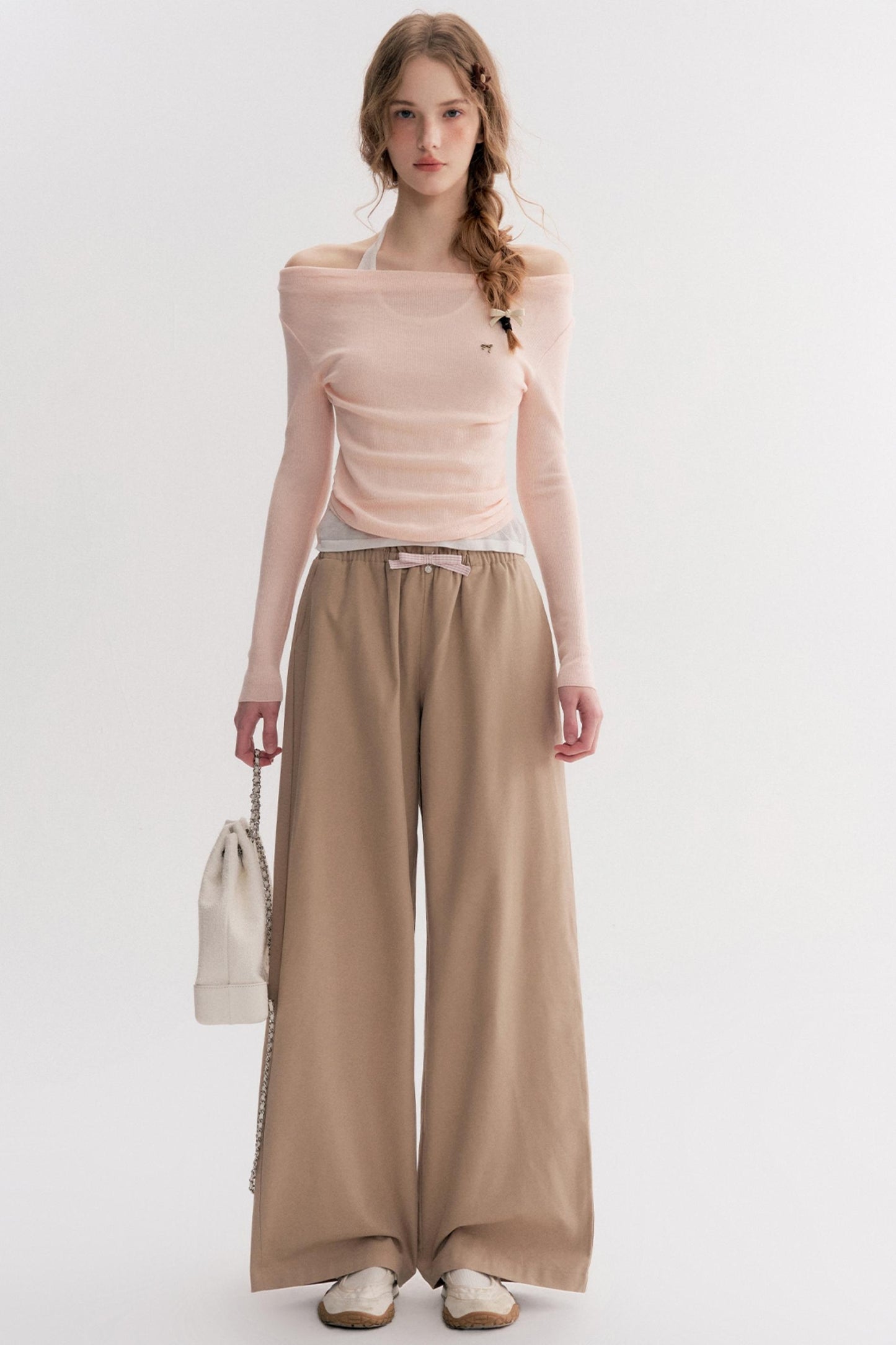 Autumn Contrast Wide-leg Slacks