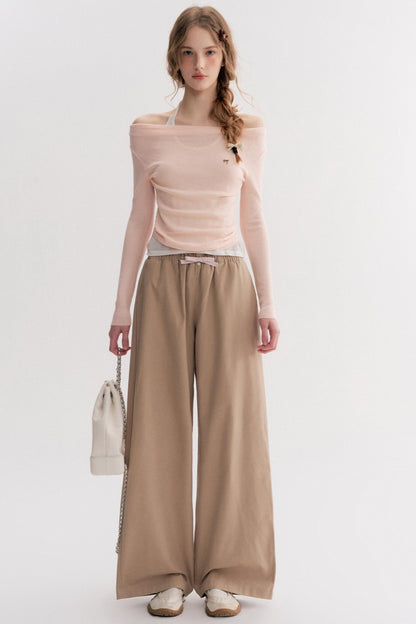 Autumn Contrast Wide-leg Slacks