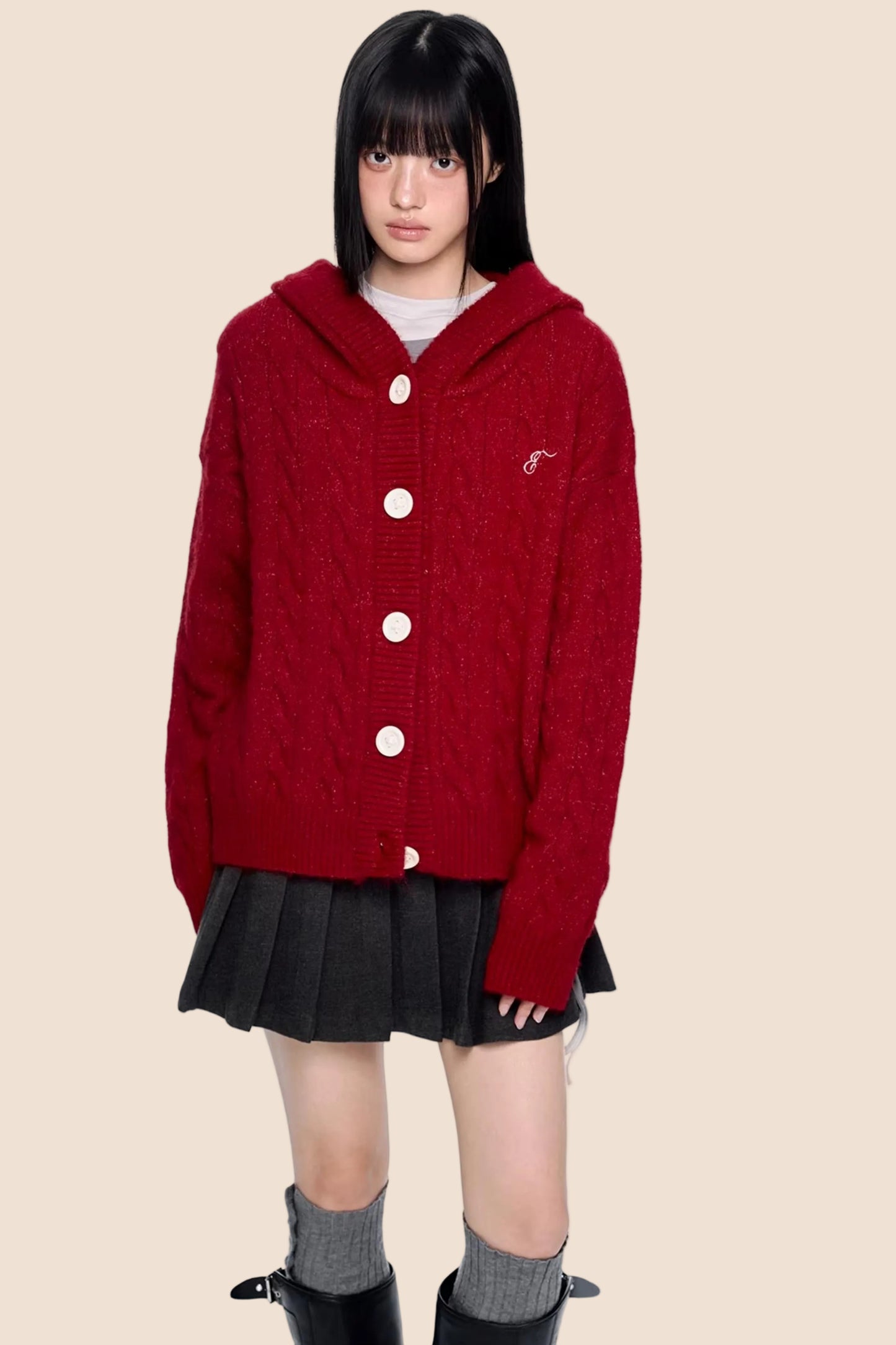 Twisted Embroidered Knit Jacket