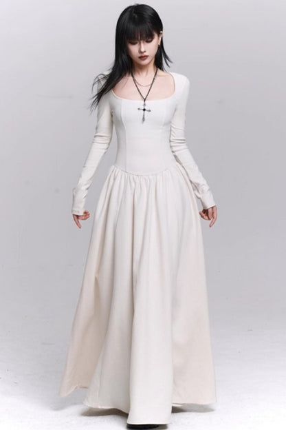 Off-White Cape Dress Set