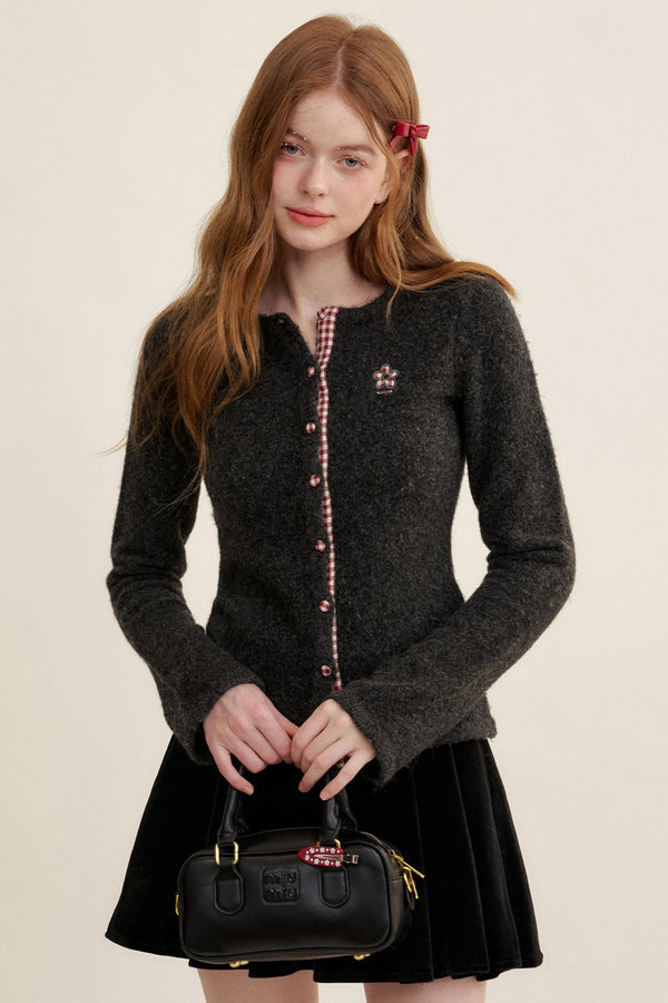 Vintage Checkered Cardigan