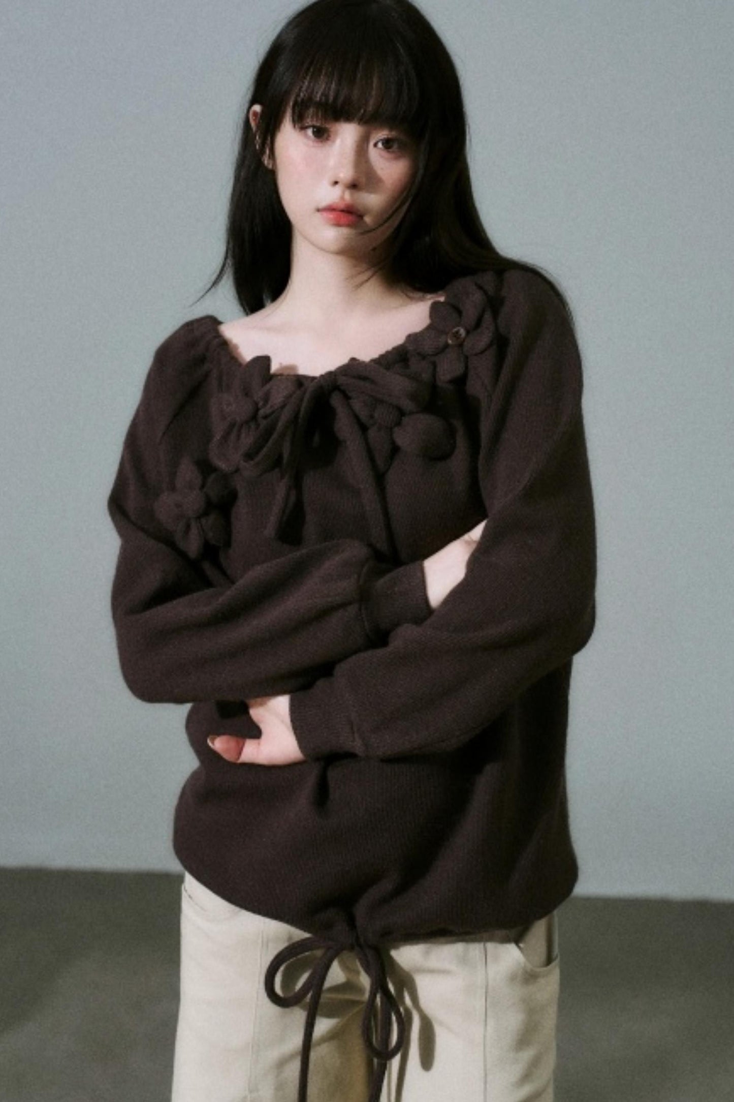 Handmade Floral Knit Sweatshirt