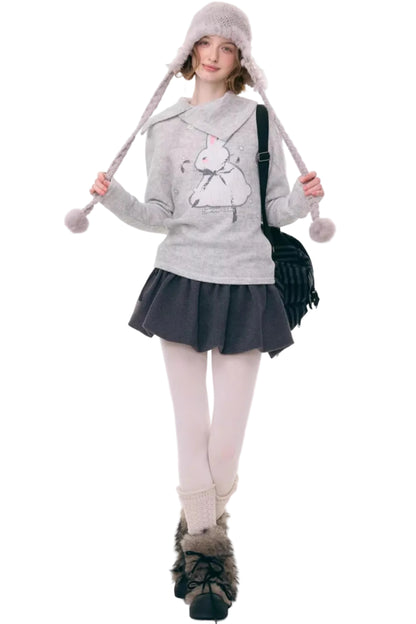 Rabbit Print Knitted Top