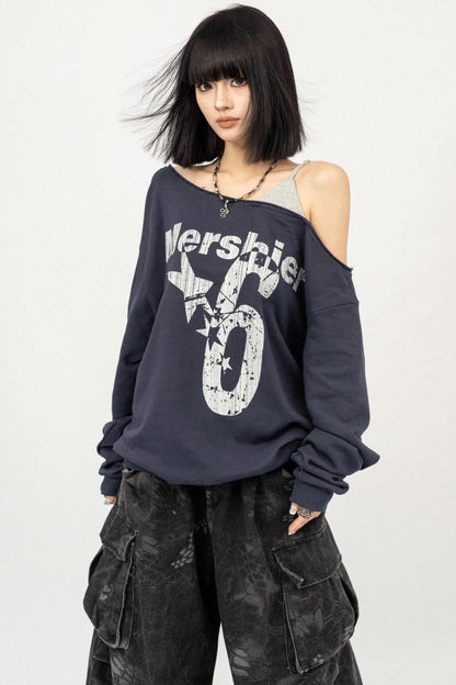 Autumn Vintage Letter Print Sweatshirt