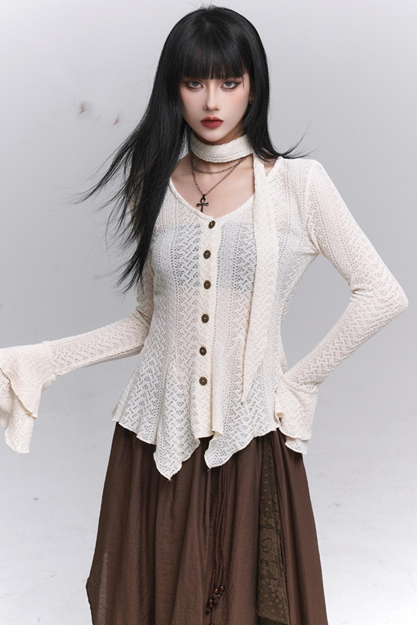 Gray Knitted Slim Top