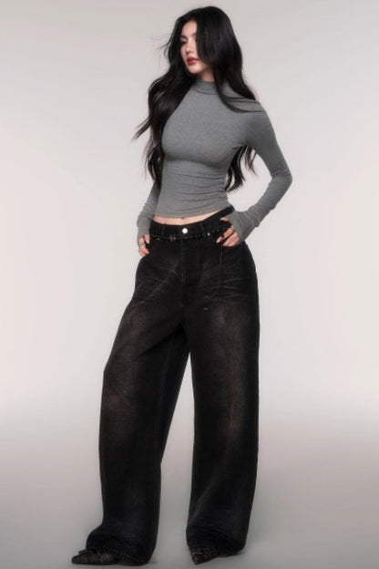 Light Distressed High-Waisted Jeans