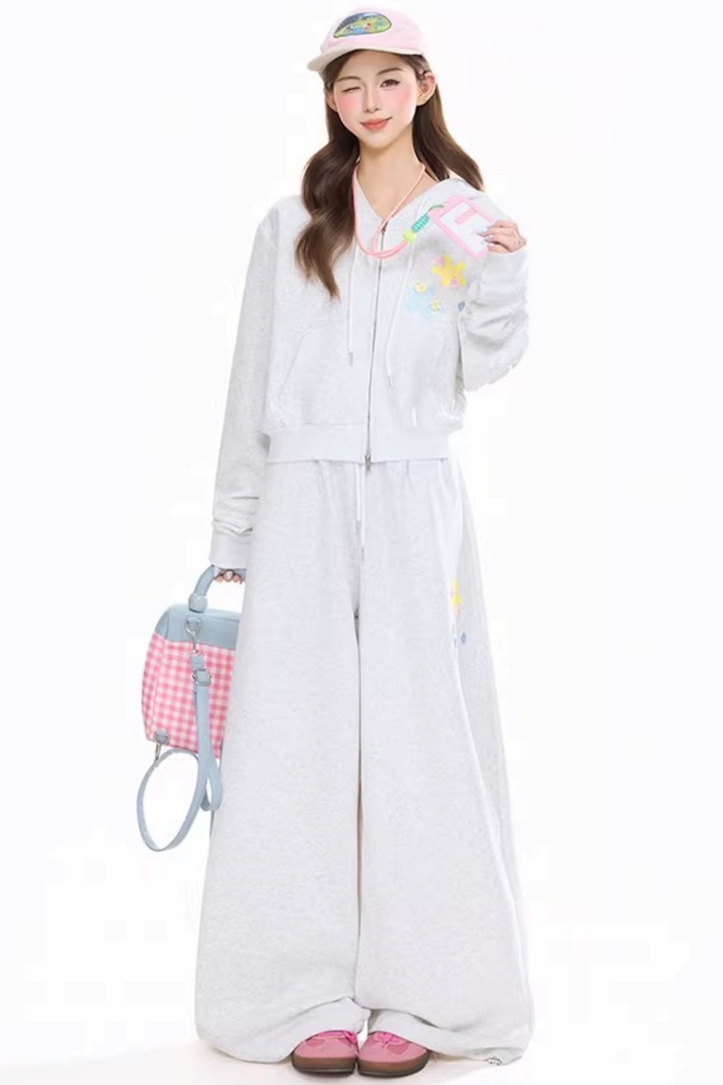 Retro Drapey Wide-Leg Sweatpants Set