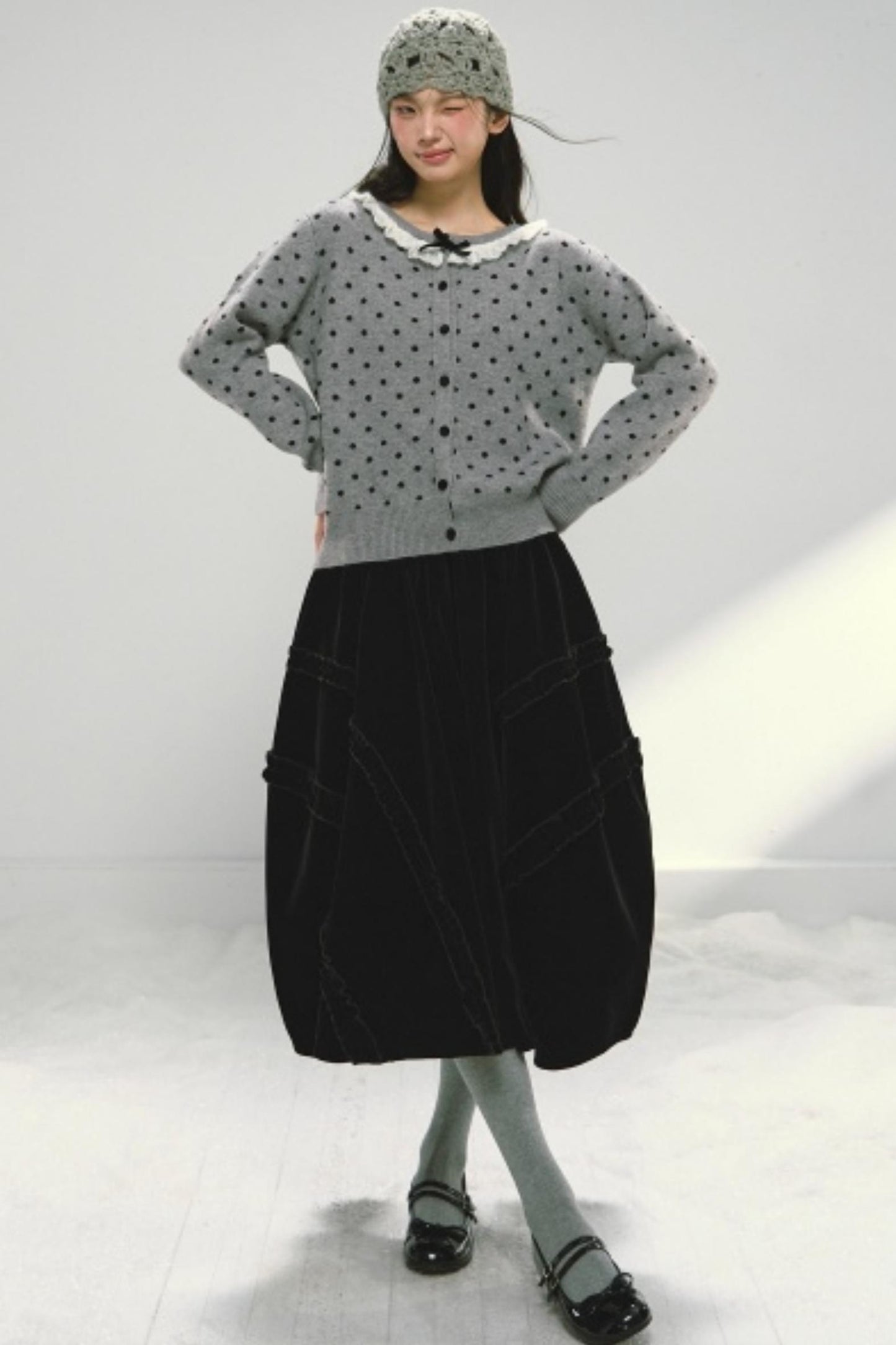 Red Velvet Ruffled Skirt