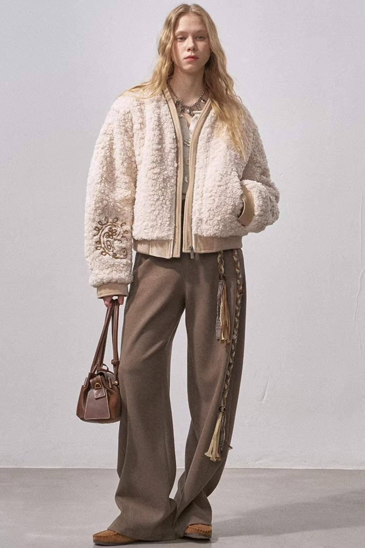 Lamb Wool Paisley Parka Jacket