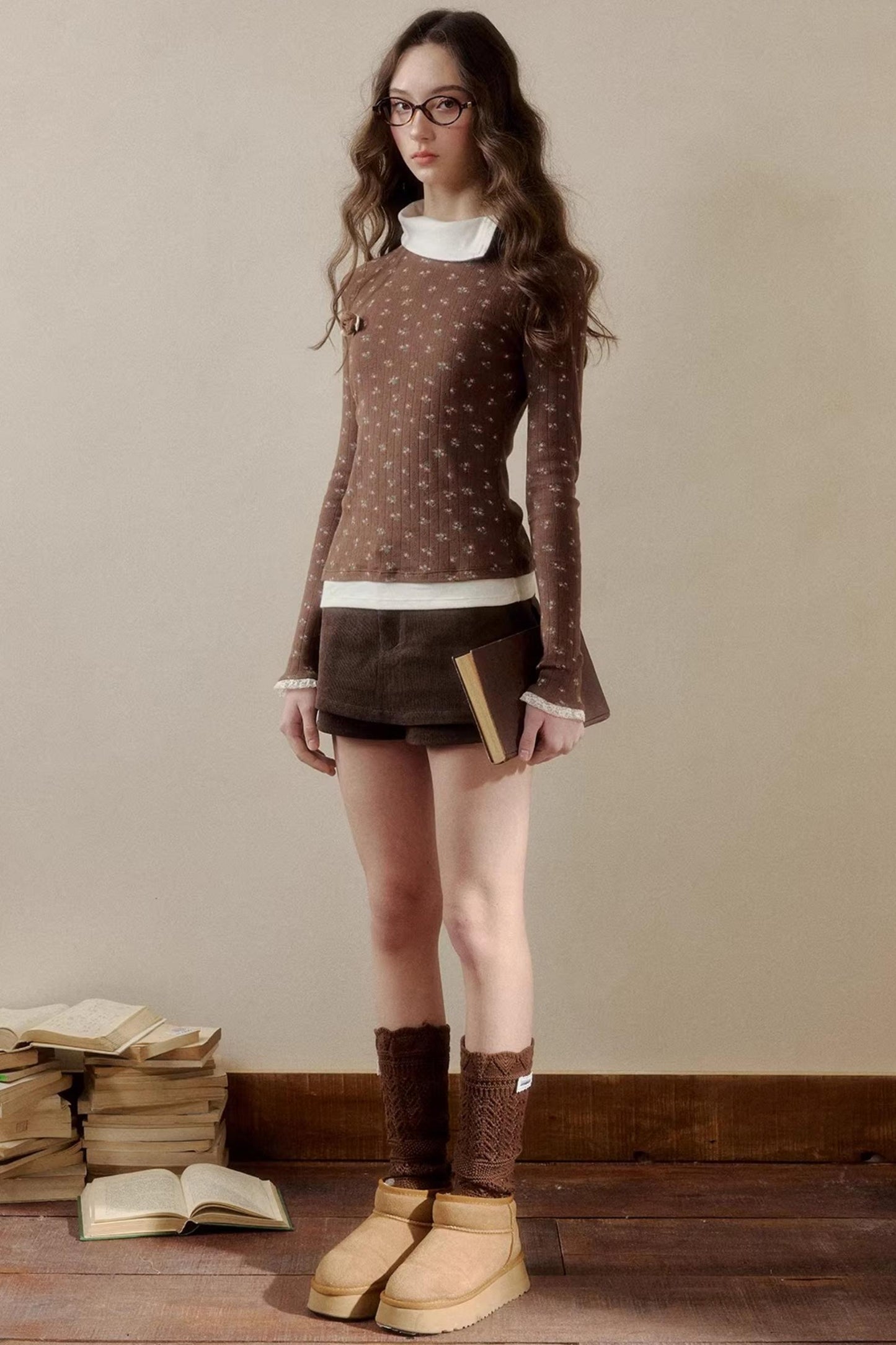 Floral Knit Long-Sleeve Top