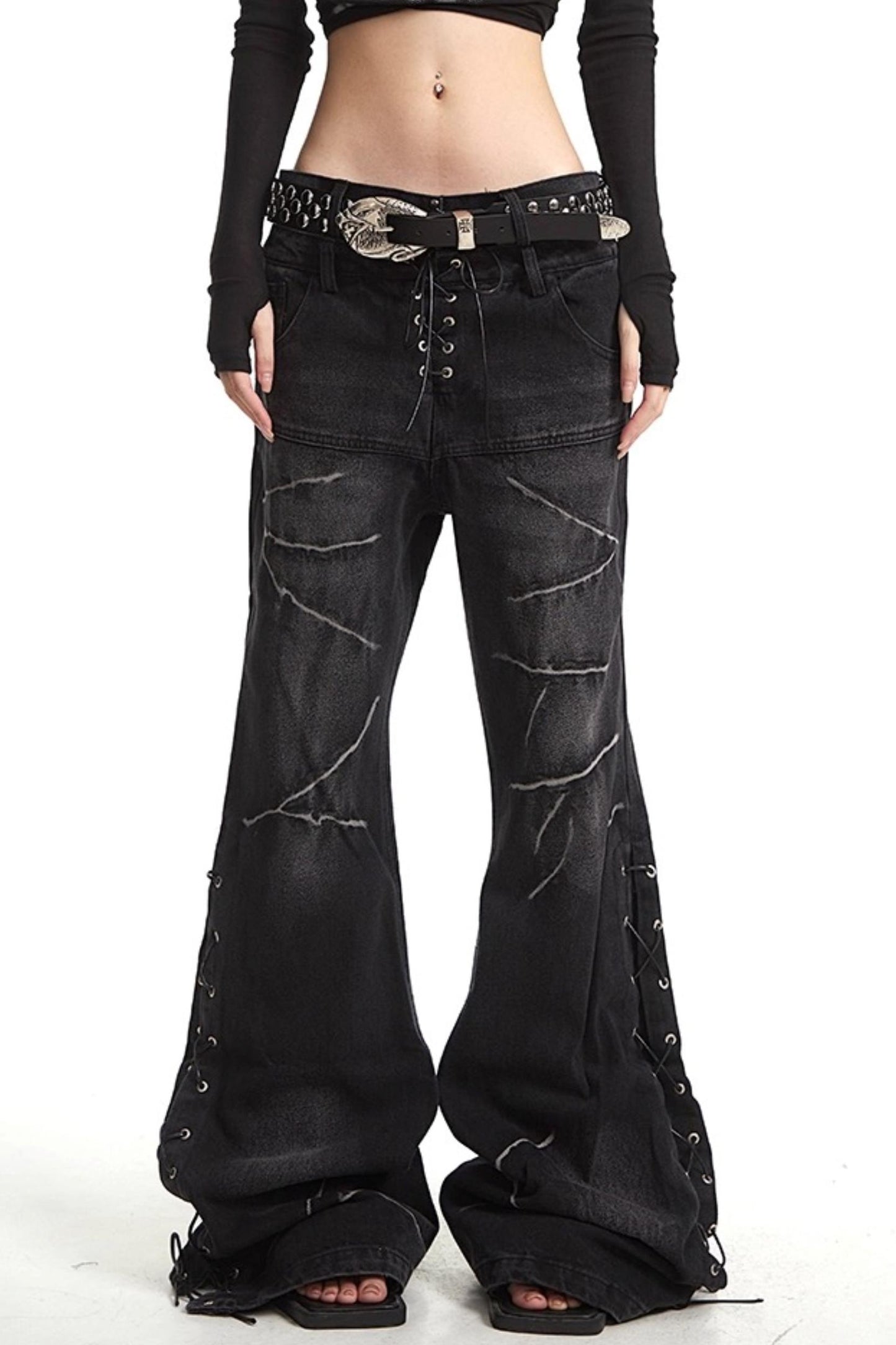 Floor-Length Denim Trousers