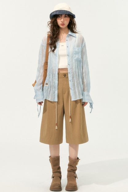 Pleated Wide-Leg Shorts