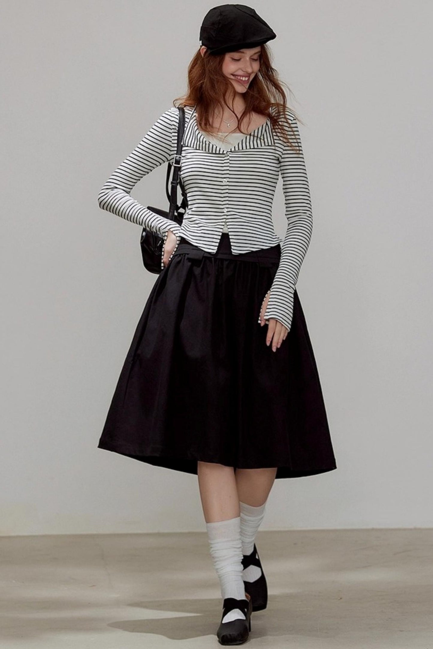 V-neck Striped Knitted Cardigan