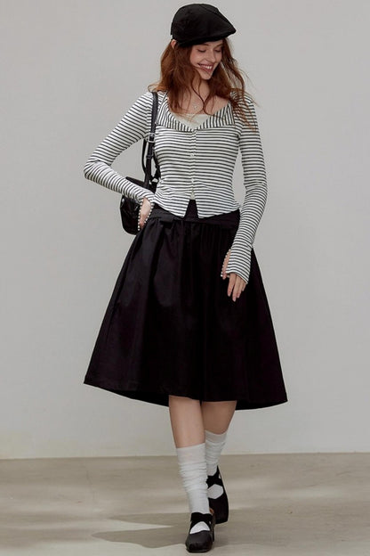 V-neck Striped Knitted Cardigan