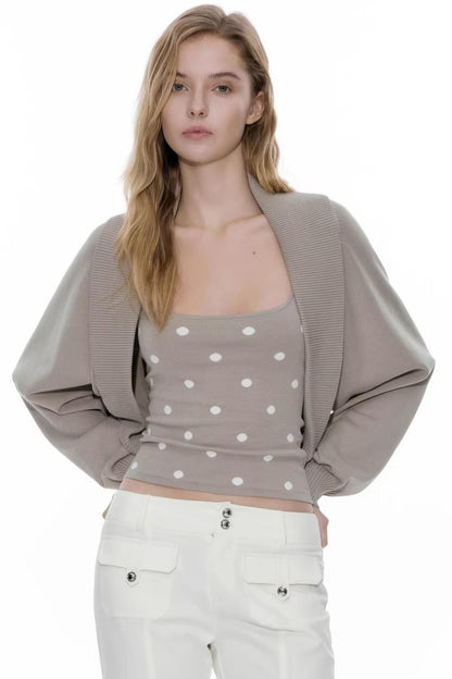 Retro Knit Cardigan Sweater Set