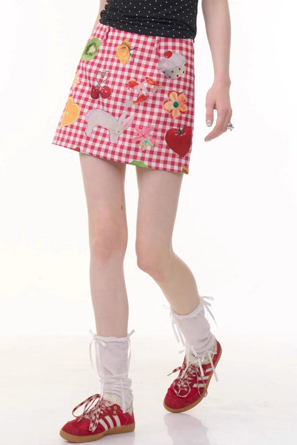 Summer Fruit High-Waisted Skirt