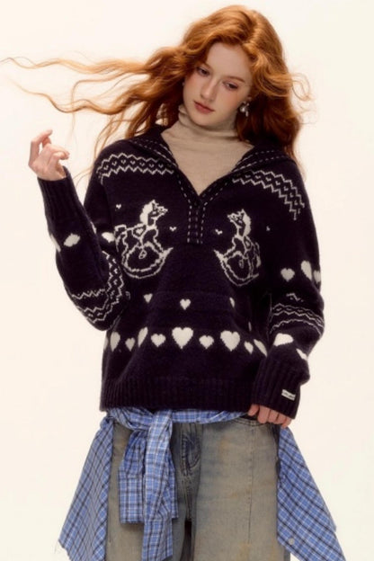 Retro Jacquard Knit Sweater