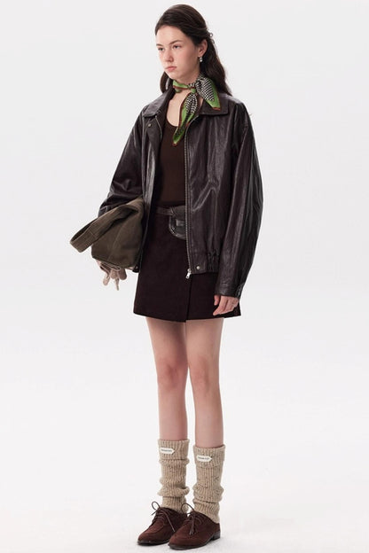 Caramel Wax PU Leather Jacket