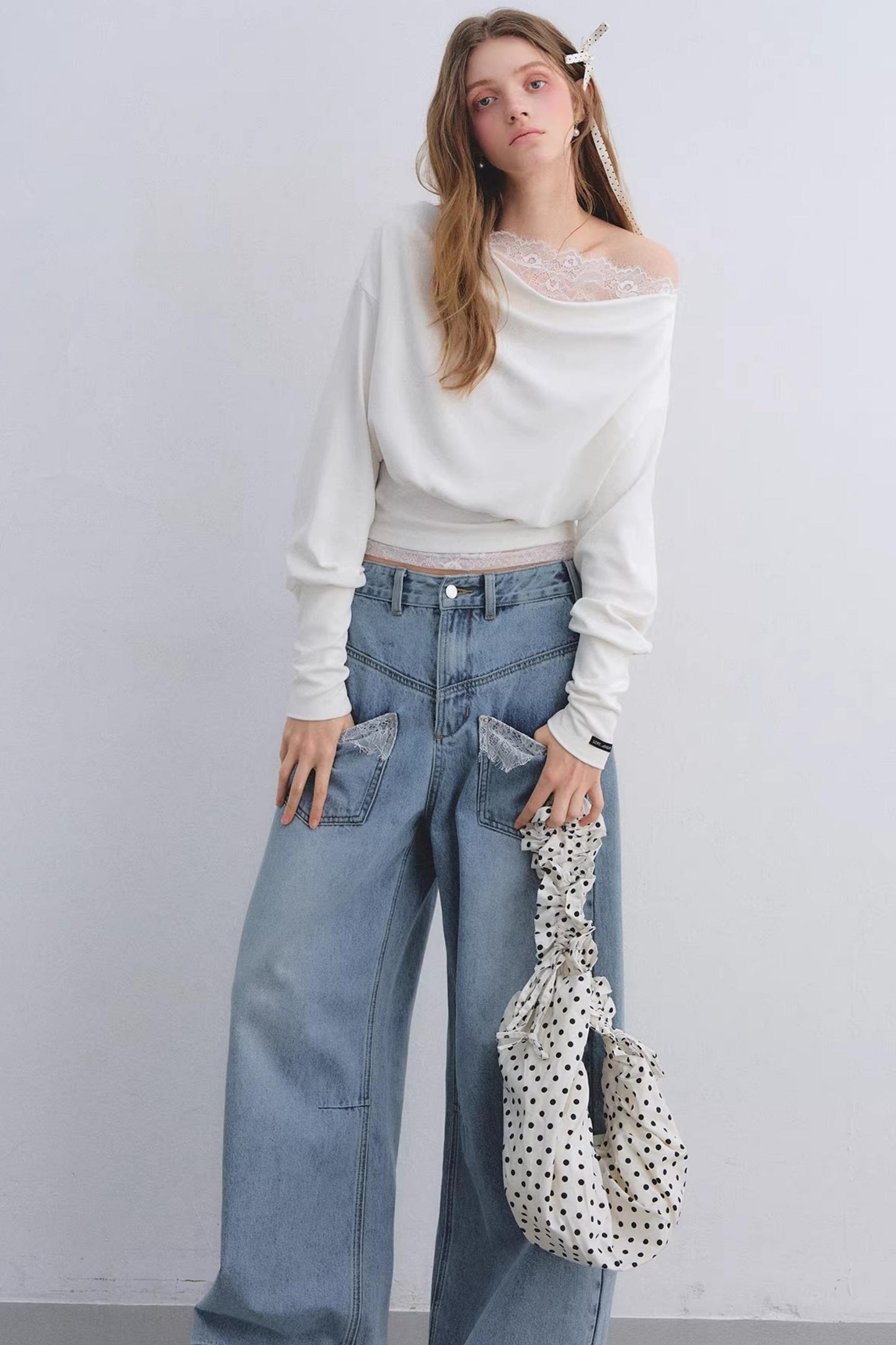 Lace Patchwork Turtleneck Top