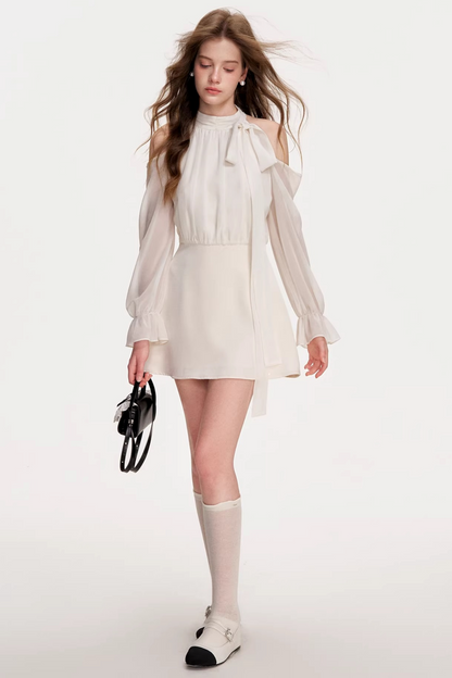 Satin Off-Shoulder A-Line Dress